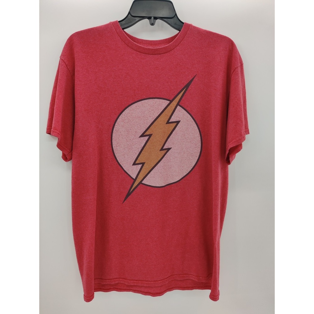 DC Comics The Flash Graphic T-Shirt Mens Large‎ Red Heather Lightning Bolt Logo